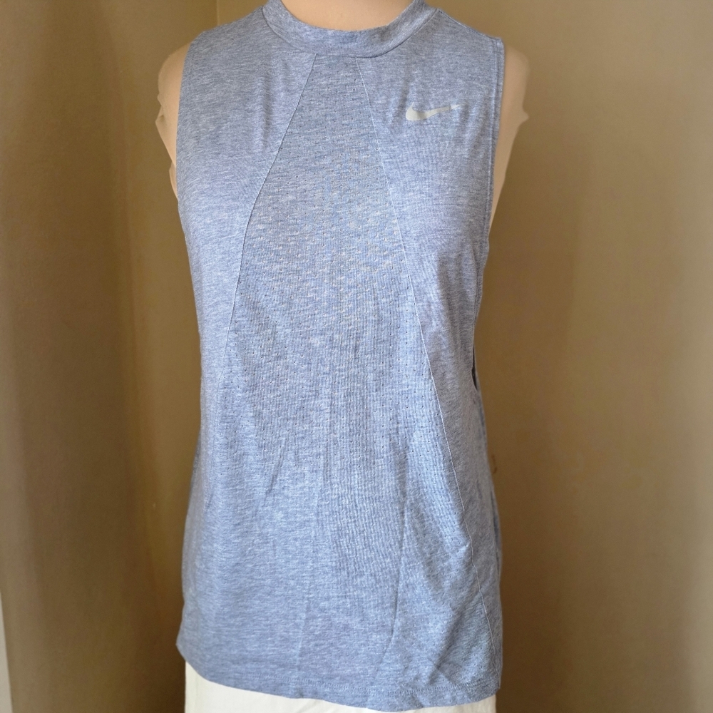 Nike Tail Wind Dri-FIT Open Side Vented Running Top - Dusty Blue - Size S